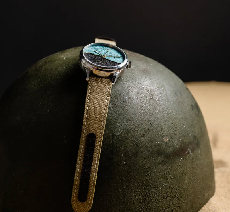 <p> The ‘D-Day watches’ made from WWII helmets — and beach sand from Normandy</p>