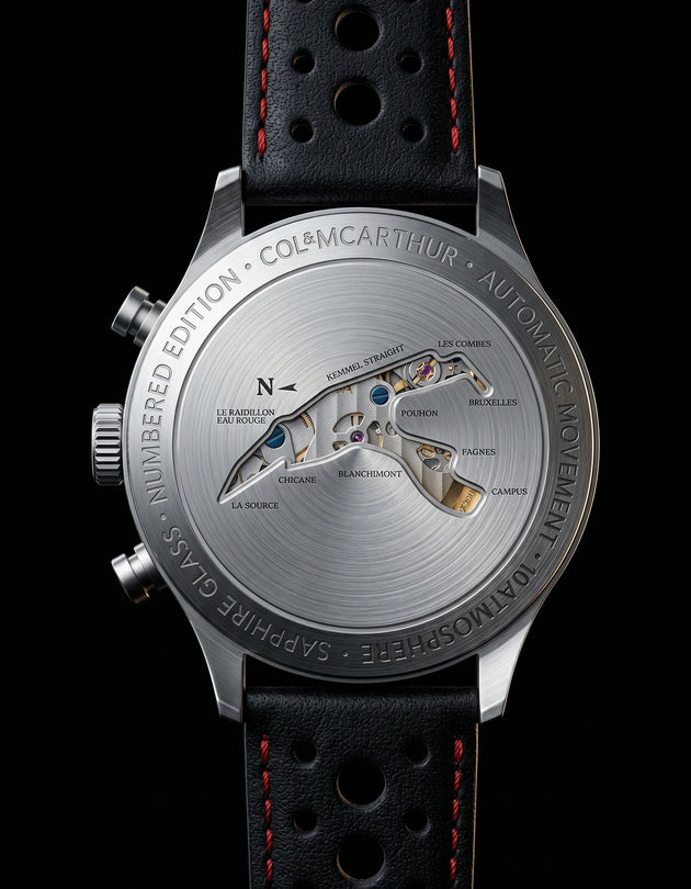 Caseback of the Col&MacArthur Francorchamps 1921 Automatic