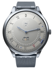 montre dunkerque avec cristaux de sable vue de face bracelet maille milanaise hommage a l operation dynamo et a la seconde guerre mondiale