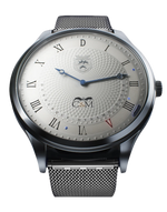 montre dunkerque avec cristaux de sable vue de profil bracelet maille milanaise hommage a l operation dynamo et a la seconde guerre mondiale