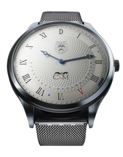 montre dunkerque avec cristaux de sable vue de profil bracelet maille milanaise hommage a l operation dynamo et a la seconde guerre mondiale