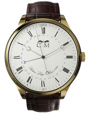 montre commemorative hommage a hubert sarton inventeur du mouvement automatique mouvement suisse bracelet cuir brun vue de face
