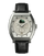 montre commemorative locomotive type 29 013 vue de face boitier argente quartz mouvement suisse hommage aux cheminots et au rail avec un bracelet en cuir noir

