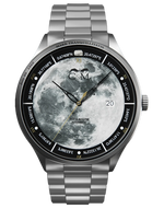 montre lune avec fragment de meteorite en titane vue de face bracelet titane hommage a apollo 11 et a l exploration spatiale