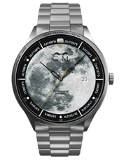 montre lune avec fragment de meteorite en titane vue de face bracelet titane hommage a apollo 11 et a l exploration spatiale