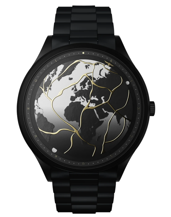 montre resilience 2020 vue de face quartz mouvement suisse bracelet acier hommage aux epreuves de la vie et a l art du kintsugi